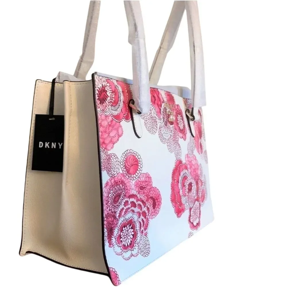DKNY Whitney Floral Center Zip Tote Handbag Donna Karan, New with Tag MSRP $268
